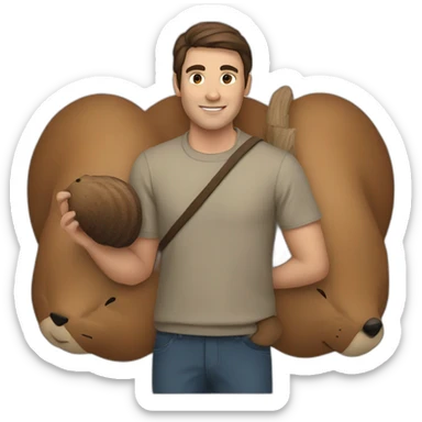 man with beaver tail sticker