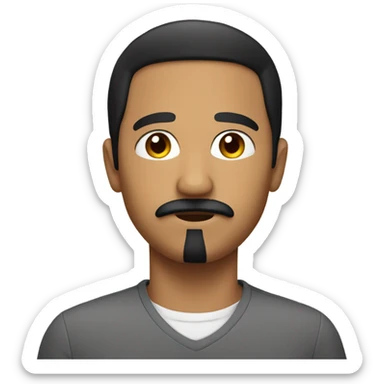 Latino man with black hair mustache and goatee sticker