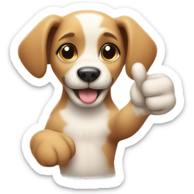 Puppy making the positive gesture with his hand sticker
