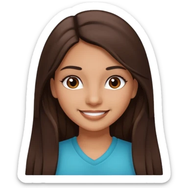 latina girl with straight long brown hair, dark dark brown eyes and lashes sticker