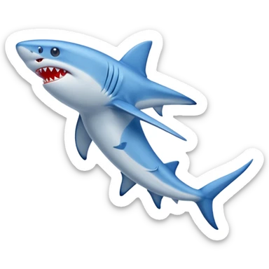 A blue shark with blue human legs and red sneakers sticker