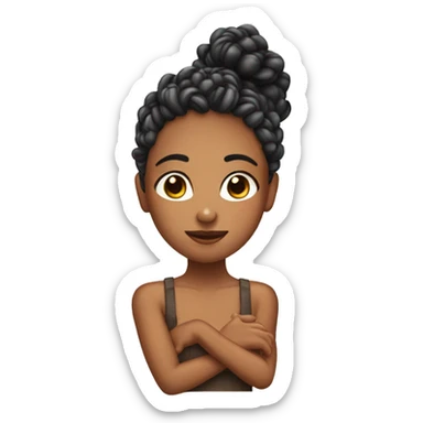 Bronskin girl with curly braids making hand heat  sticker