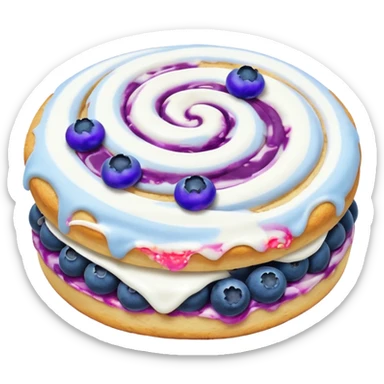 2 blueberry biscuits with white icing swirl on top sticker