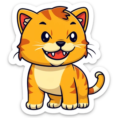 saber-toothed cat with massive, dramatically elongated canine teeth that extend well below the chin sticker