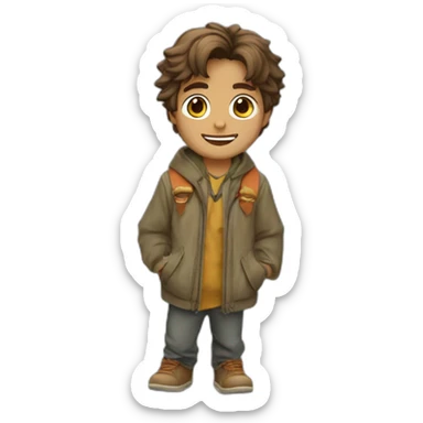 leon antropomorfisado vestido de estudiante y sacando fotocopias sticker