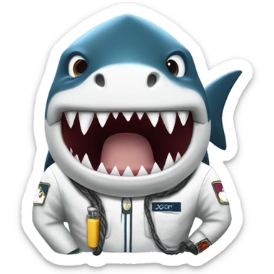 shark biting submarine cable in pak uniform sticker