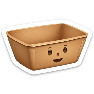 create an emoticon of a retangular bowl made of kraft paper, 
The lunch box should be the most similar to this real one..
https://i.postimg.cc/FKcHz1tk/Screenshot-2025-11-11-alle-16-06-29.png

Can get more images of the bowl from this instagram account https://www.instagram.com/chefaporterbr/ sticker