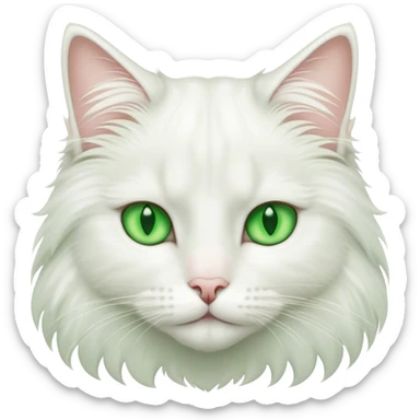 White long haired cat with green eyes sticker