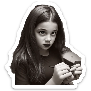 monochrome girl portrait looking up sticker