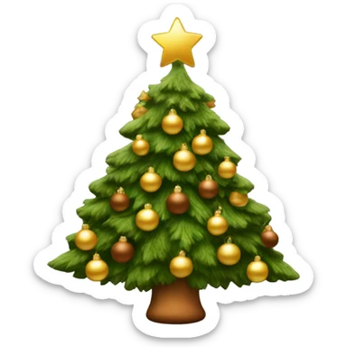 Christmas tree with brown and gold ornaments sticker