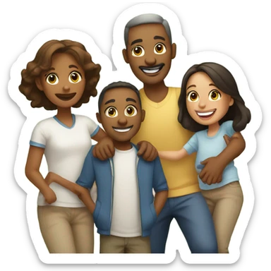 happy family with dog outdoors sticker