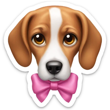 Beagle dog with a pink bow in both ears sticker