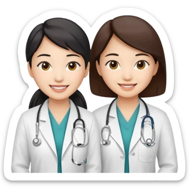 two women asian medical doctors sticker