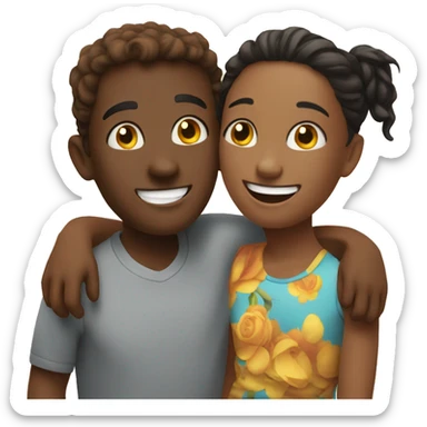 happy friends enjoying together sticker