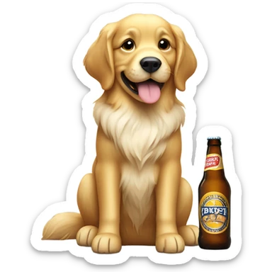 Golden retriever with cream fur drinking a beer  sticker