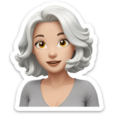 smiling girl with white hair sticker