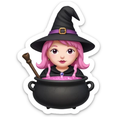 plump witch with pink skin. sticker