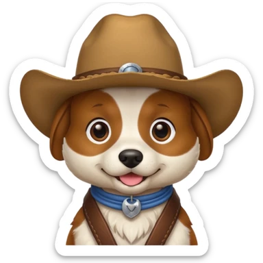 Dog wearing cowboy hat sticker