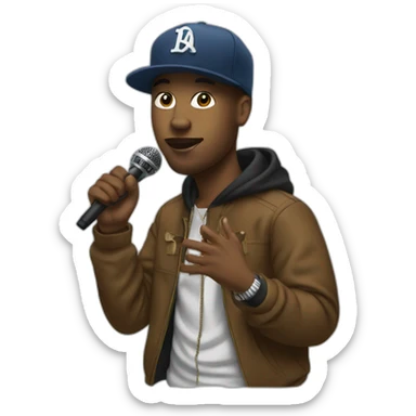 A rapper with a microphone sticker