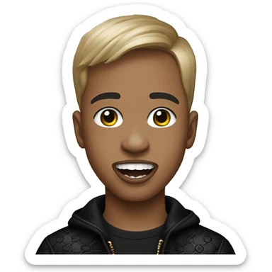 Boy wearing all black designer gucci mouth open sticker