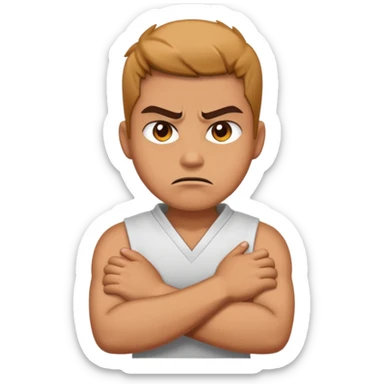 arms crossed with hands around neck angry  sticker