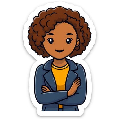 brown woman with curly hair, it girl, daily activities sticker