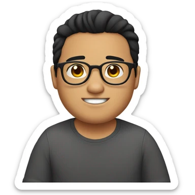 filipino guy, slightly chubby, round glasses, nose ring and black hair middle part straight hair sticker
