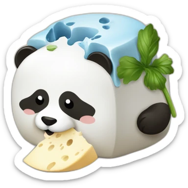 Panda bear eating Roquefort cheese sticker