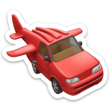 fly car with red color in sky sticker