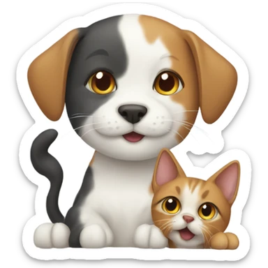 Cat with dog sticker