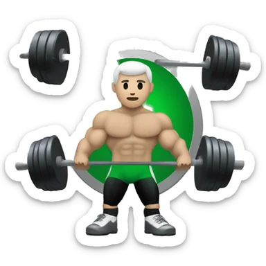 create a kick logo with a green gray and black color and a powerlifter holding it  sticker