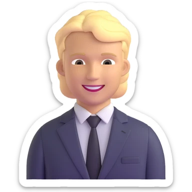 Oleg Tinkov, smiling, blond hair, wearing a business suit sticker