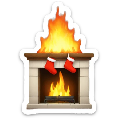 fireplace with christmas socks hanging on it sticker
