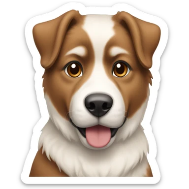 Eurasian dog with dark brown light brown and white sticker