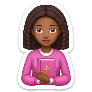 black girl holding a pink Holy Bible  sticker