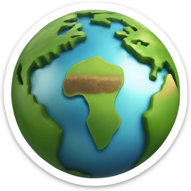 simple earth but with 3d elements sticking up from the surface a bit detailed realistic glossy sticker