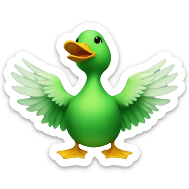 green duck with wings and a human body sticker