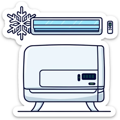 split system air conditioner with snowflake symbol sticker