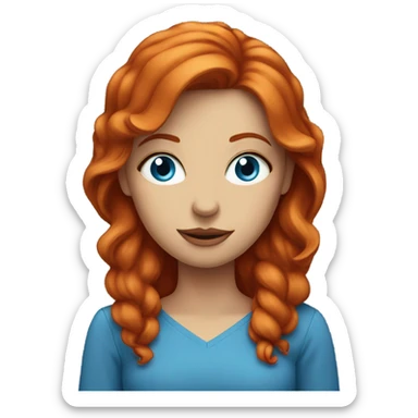 Red headed woman with blue eyes thinking “beats me” sticker