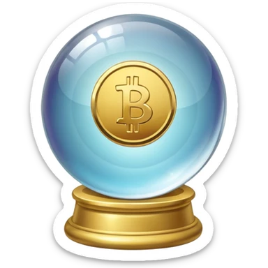 crystal ball with a coin next to it sticker