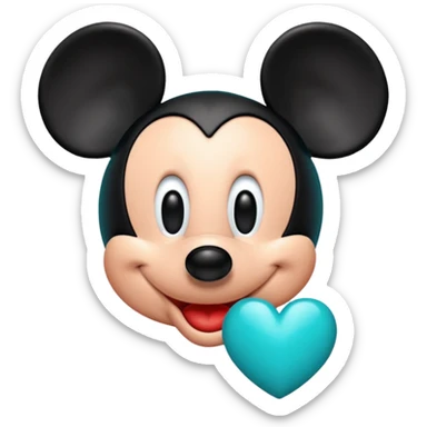 Mickey with a teal blue heart  sticker