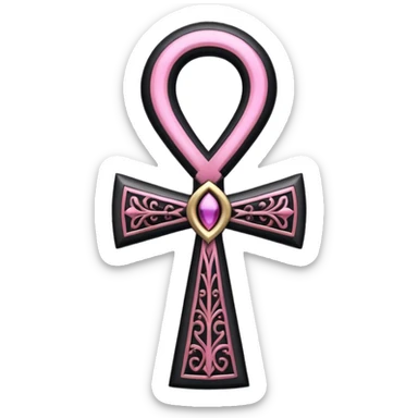 Pink and black ankh sticker