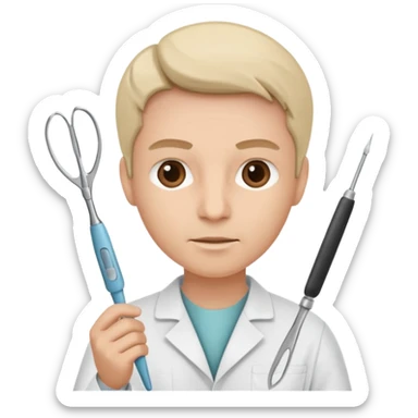 neurosurgeon holding scalpel and forceps sticker