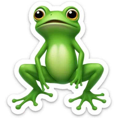 a frog on two feet all green that jumps sticker