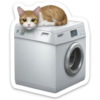 A cat sitting on top of a washing machine  sticker