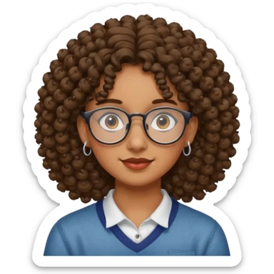 faça um adolescente pardo de cabelo cacheado, que usa óculos e brincos  sticker