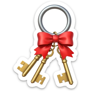 keys with a red bow sticker