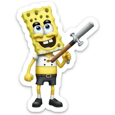 SpongeBob with nunchucks sticker