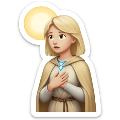 A blonde woman stands at a mountain crossroads, her back turned as she contemplates two trails—one illuminated, symbolizing response, and one shrouded in darkness, representing reaction. with hand on chest sticker