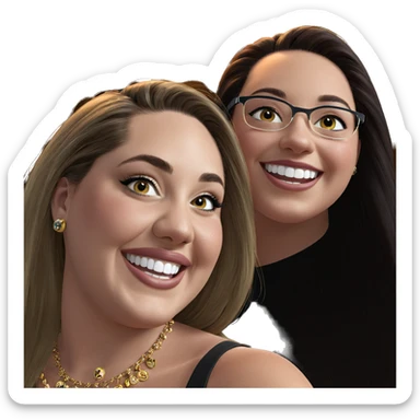 smiling girls with jewelry sticker